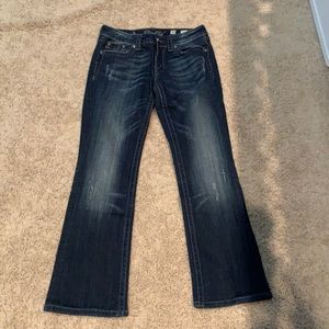 Barely worn Miss Me dark wash denim w/ stitching